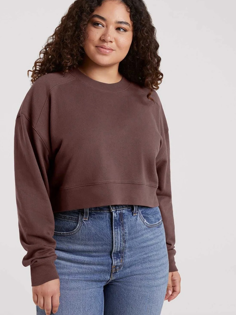Nuuds Brown Crop Crewneck Sweatshirt Women’s Small